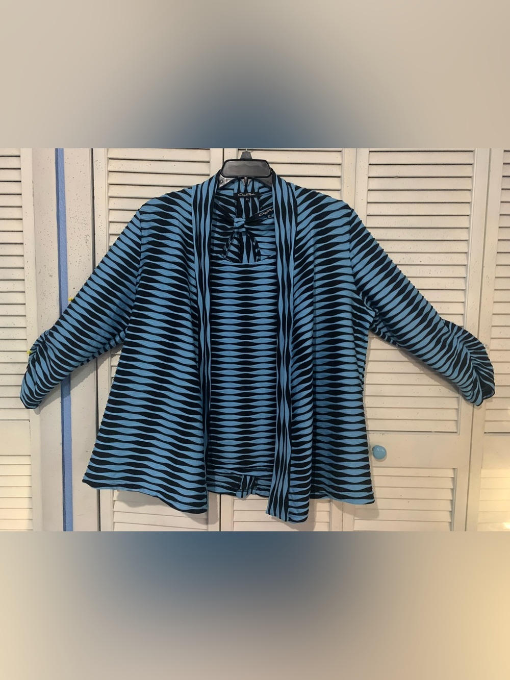 Cheryl Nash Vintage Tank & Jacket Set Turquoise & Black